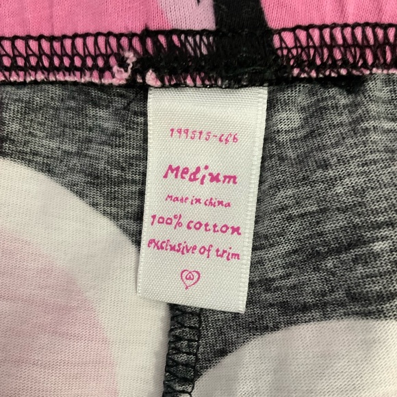 Victoria’s Secret PJ Set; Black Ribbed Tank Faux Pearls/Bow; Pink Circle Pants M - Picture 14 of 16